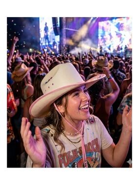 Lone Star Straw Cowgirl Hat With Pink Trim Size Large